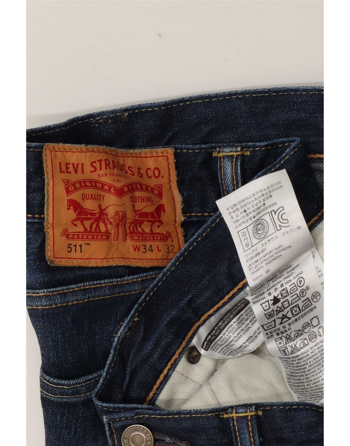 Levi's Hombre 511 Slim Jeans W34 L32 Algodón Azul