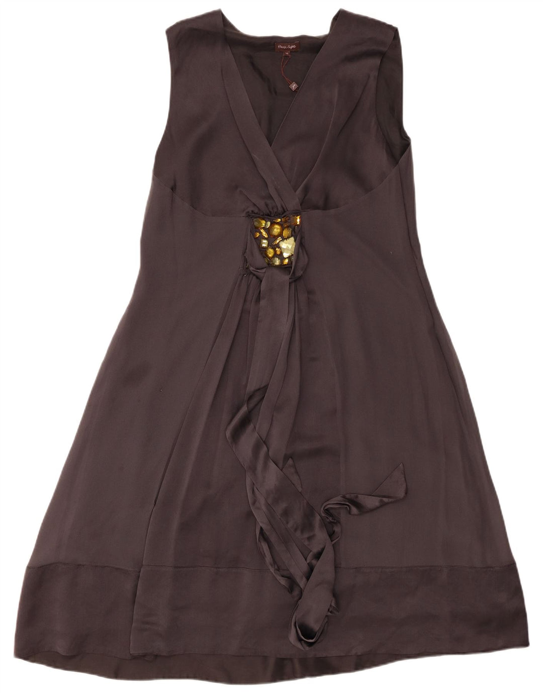 Phase Eight Vestido acampanado sin mangas para mujer UK 46 Large Seda gris