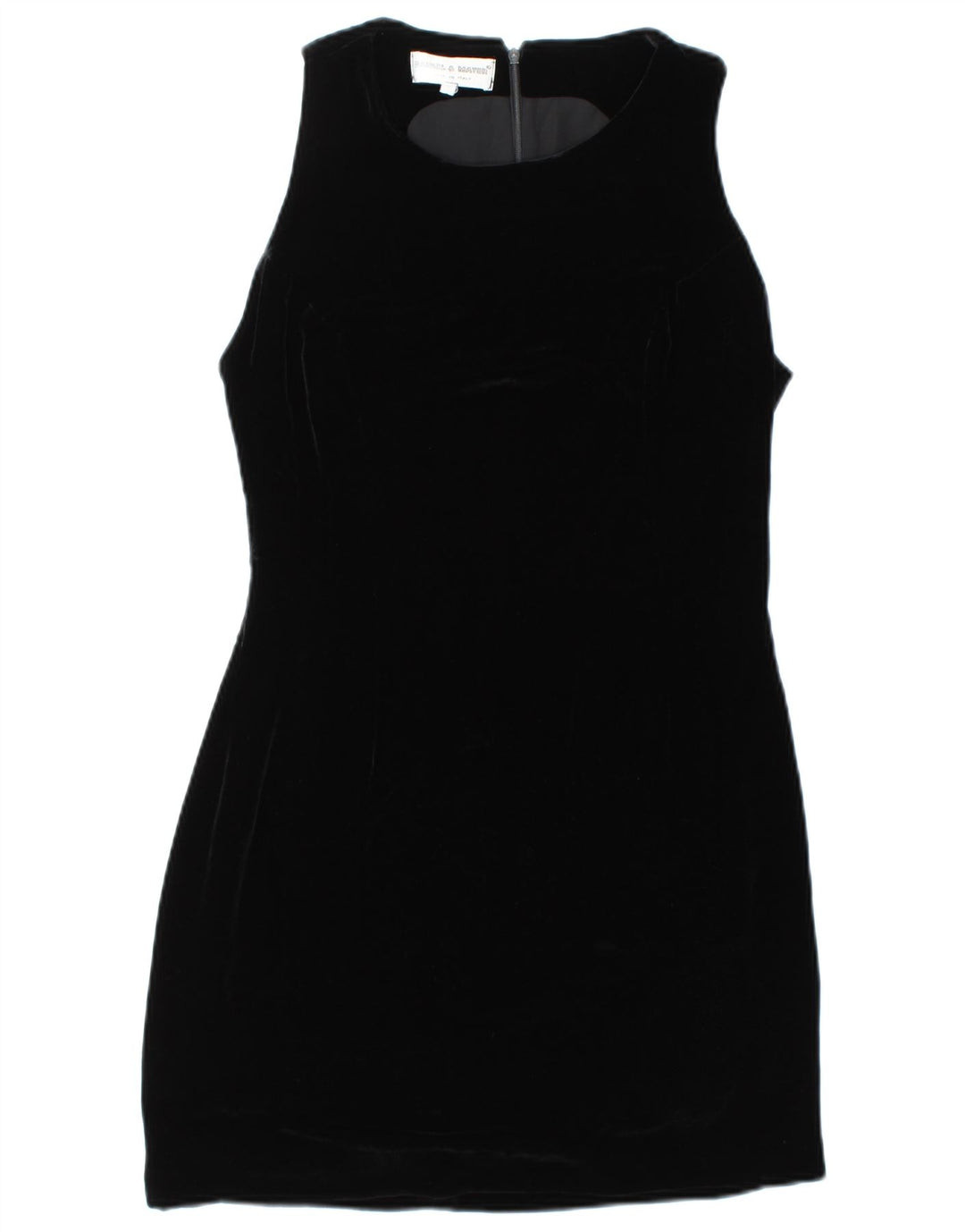 DANIEL & MAYER Vestido tubo de terciopelo sin mangas para mujer UK 42 Mediano Negro