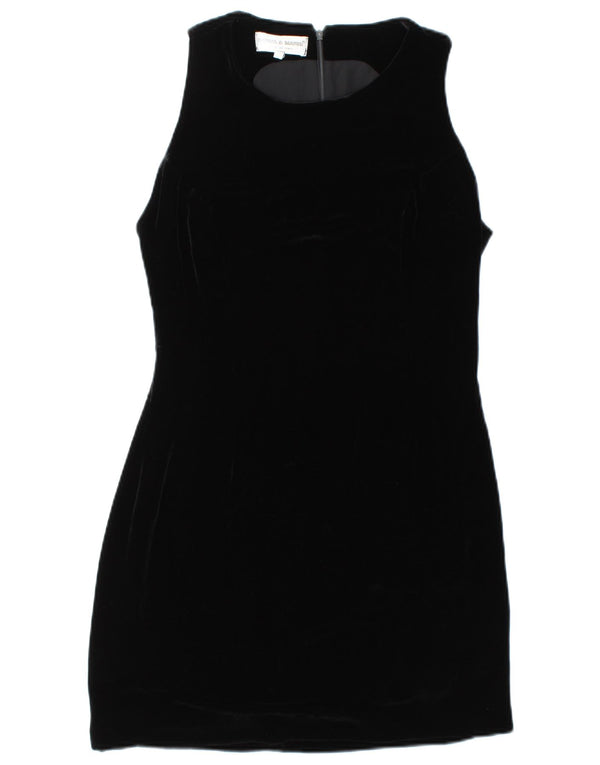 DANIEL & MAYER Womens Sleeveless Velvet Sheath Dress UK 12 Medium Black