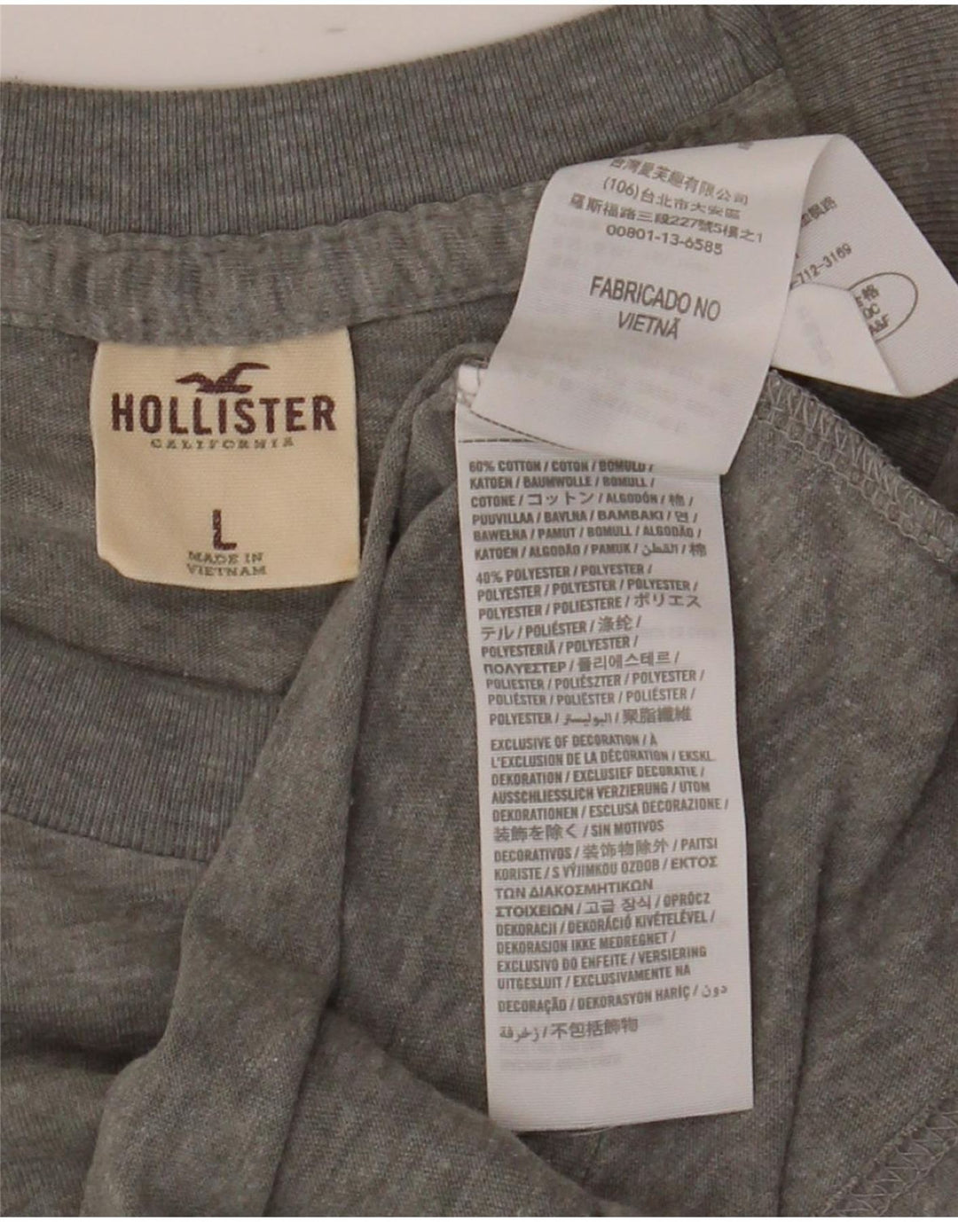 Camiseta Hollister para hombre Top grande de algodón moteado gris