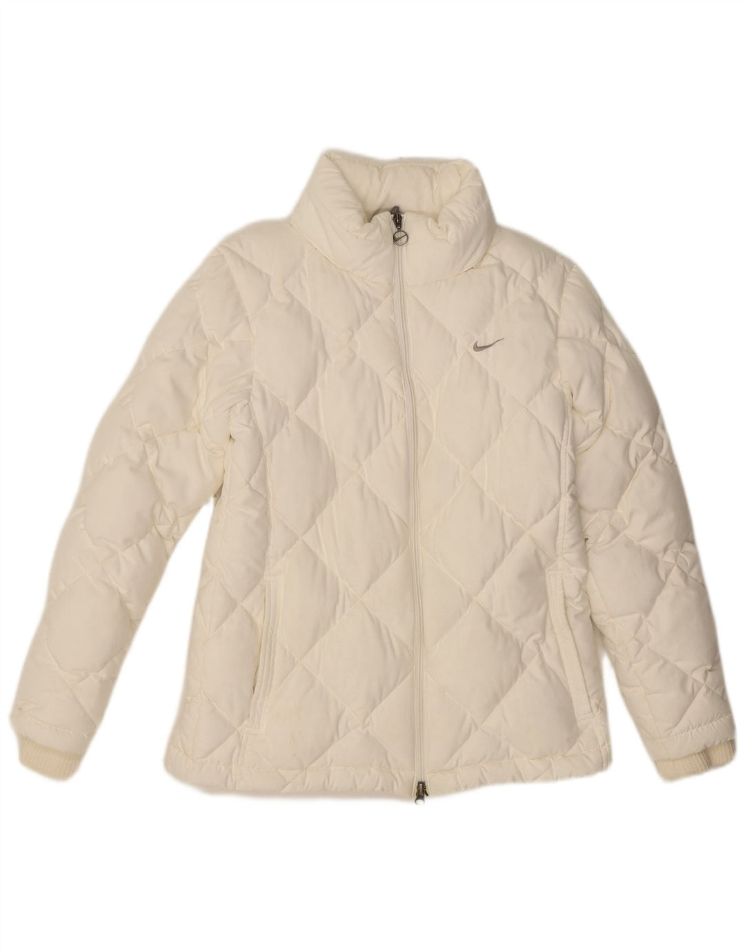 NIKE Chaqueta acolchada con capucha para mujer UK 10/12 Medium Blanco Poliéster