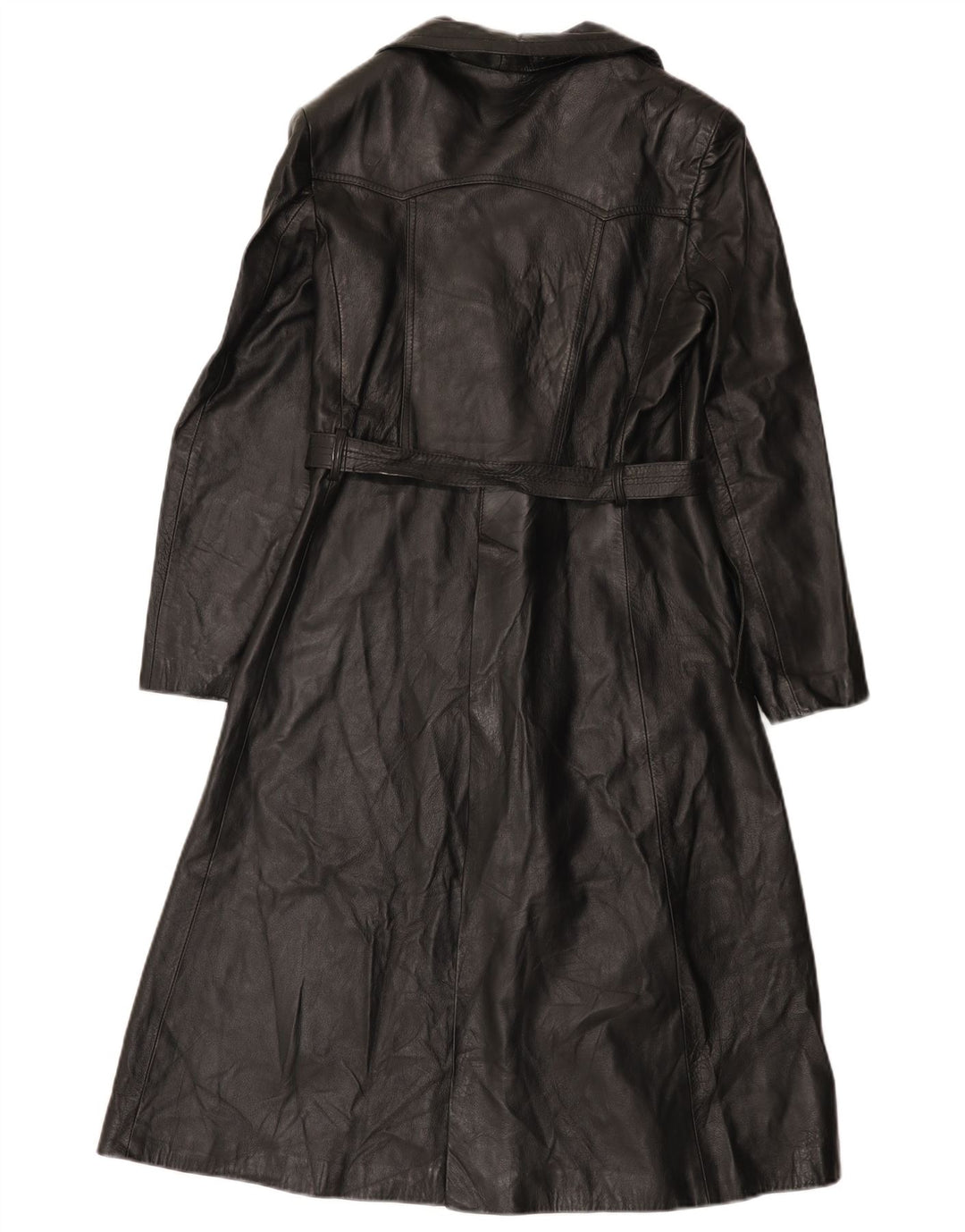 Vintage mujer doble pecho cuero abrigo IT 46 grande negro