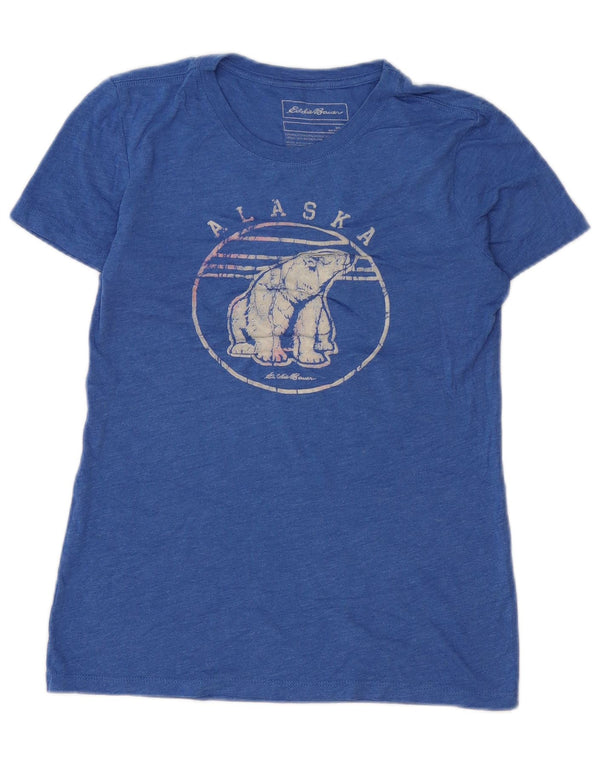Eddie Bauer Camiseta gráfica Alaska para mujer Top UK 10 Small Blue Poliéster