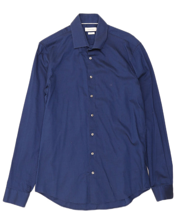 Calvin Klein Camisa Slim Fit para hombre Talla 39 15 1/2 Algodón azul marino mediano
