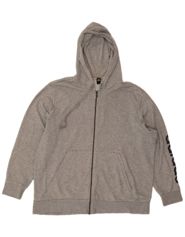Adidas - Sudadera con capucha para hombre con cremallera gráfica, talla 2XL, color gris moteado