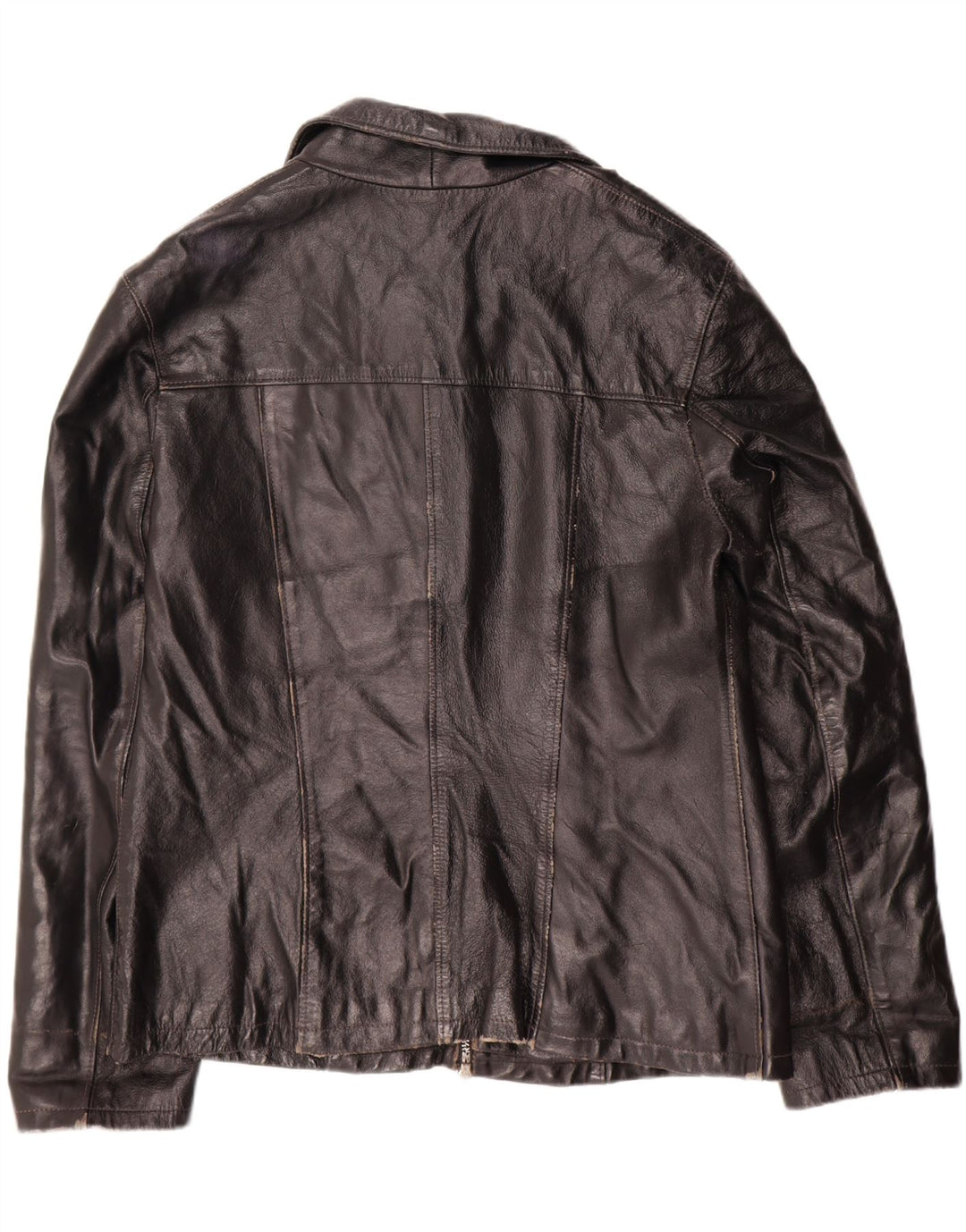 VINTAGE Womens Leather Jacket IT 46 Large Black Leather