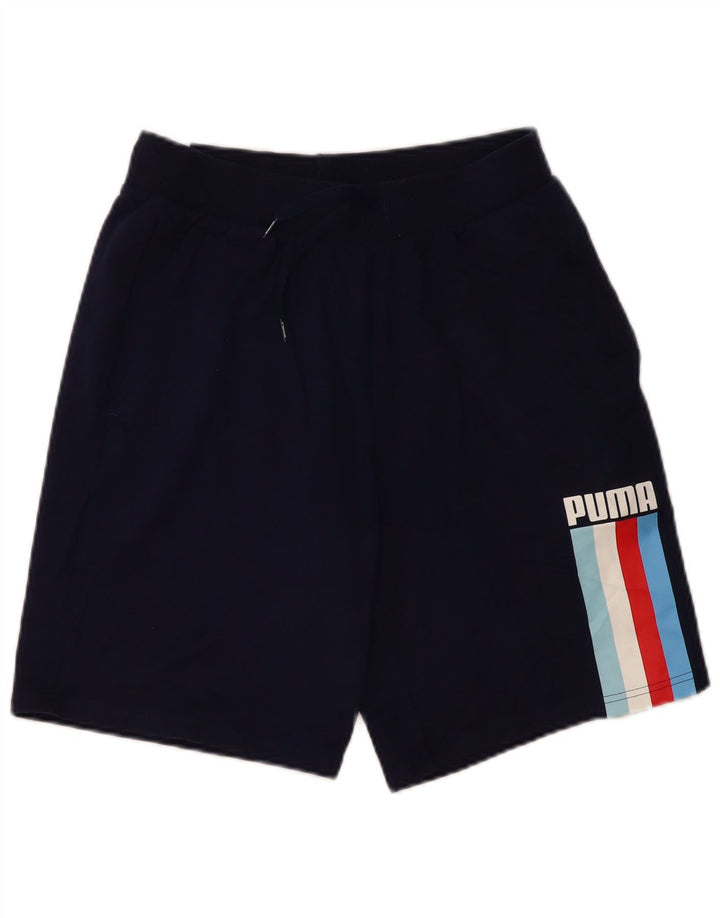 PUMA Shorts deportivos gráficos para hombre Algodón azul marino mediano