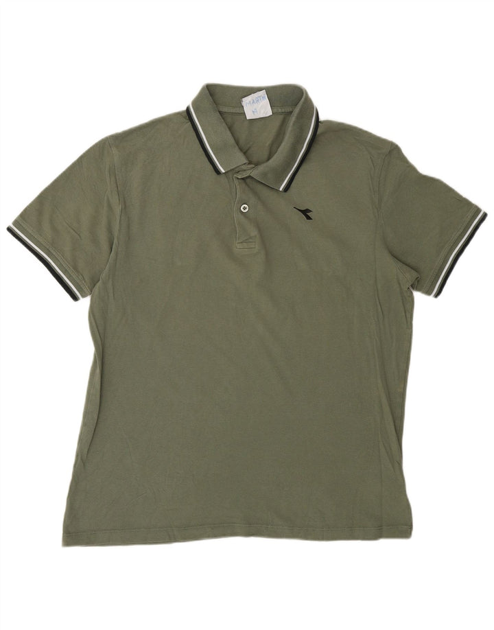 DIADORA Mens Polo Shirt Large Khaki Cotton