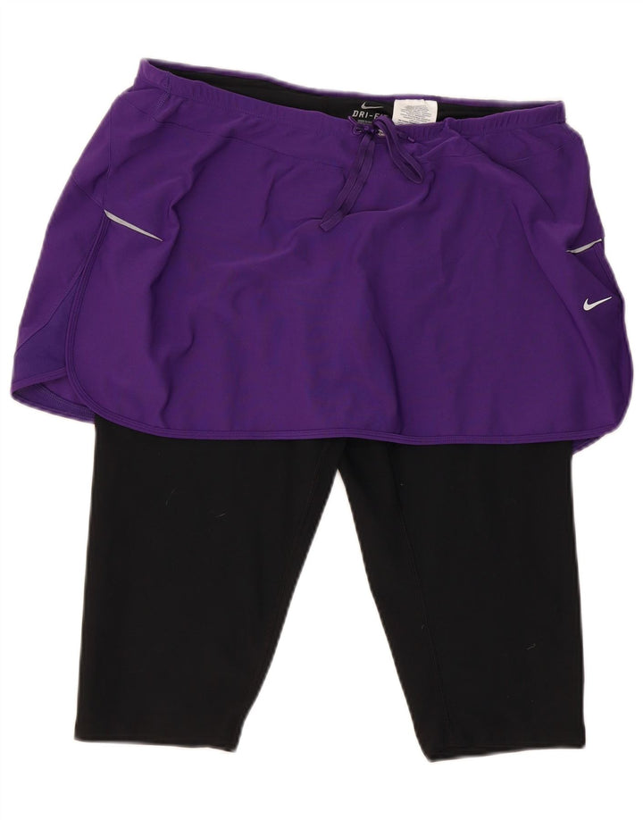 NIKE Womens Dri Fit Skort UK 18 XL Purple Colourblock Polyester