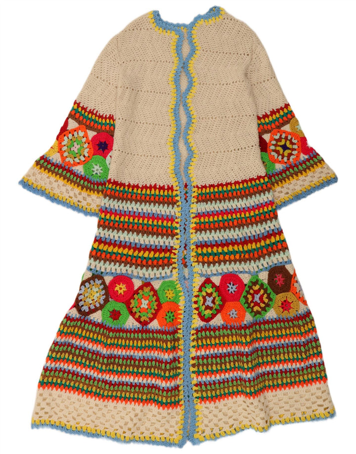 Vintage mujer longline cardigan suéter Reino Unido 12 medio multicolor