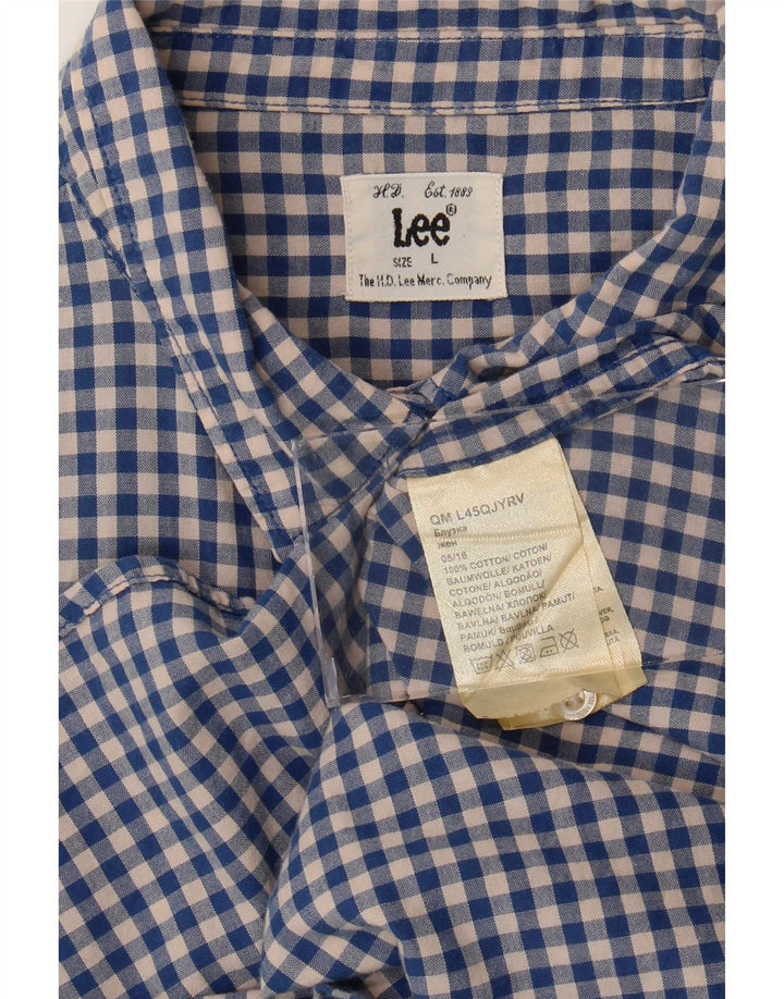 Camisa LEE para hombre de algodón a cuadros azul grande