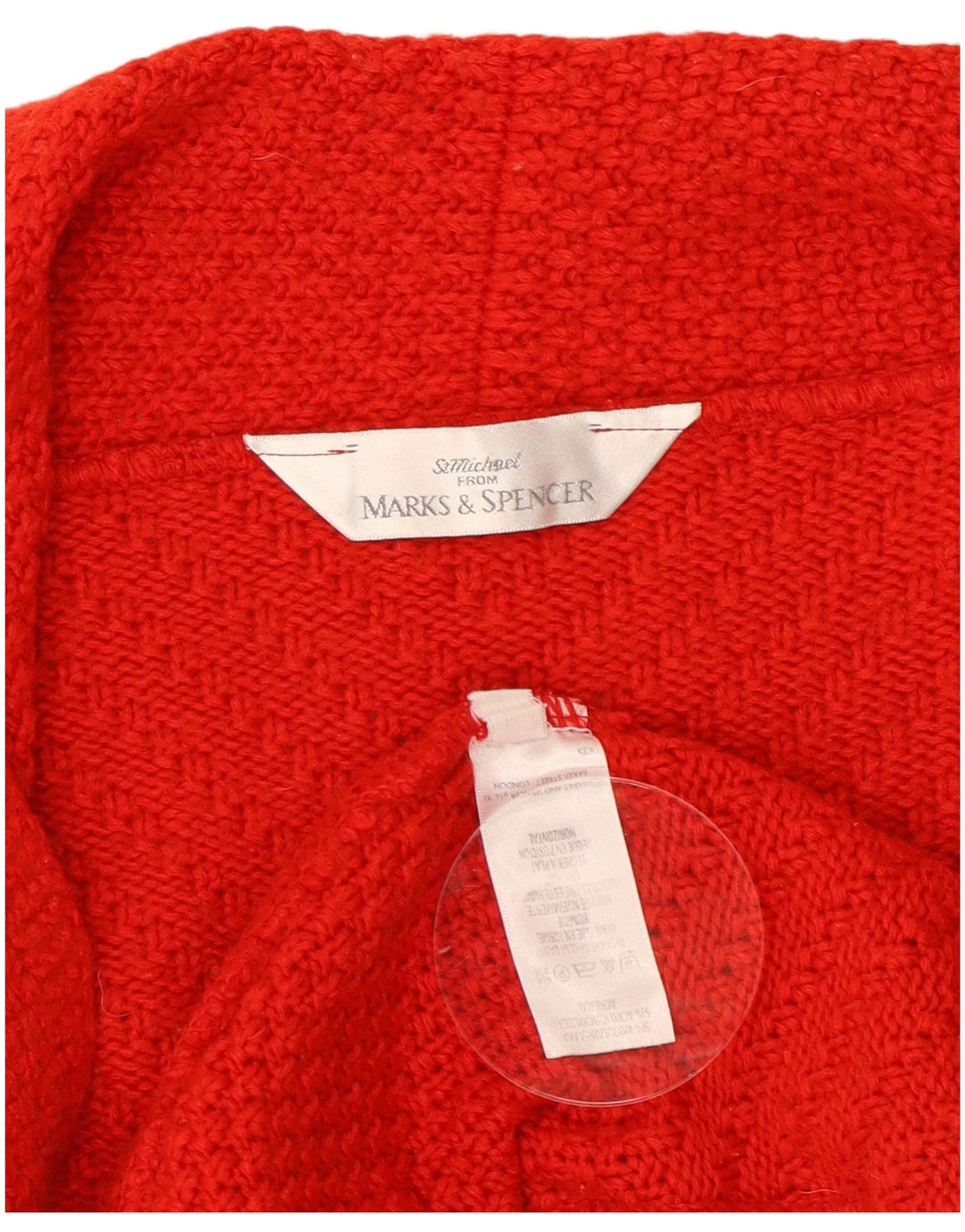 Marks & Spencer Suéter tipo cárdigan abierto para mujer UK 10 Small Red Wool