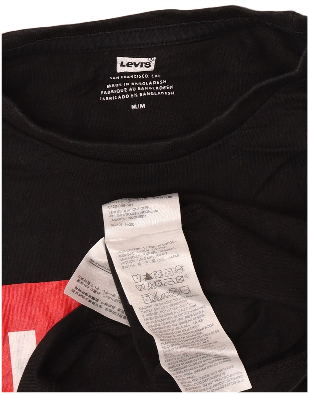 Levi's Camiseta gráfica para hombre Top Medium Black Cotton
