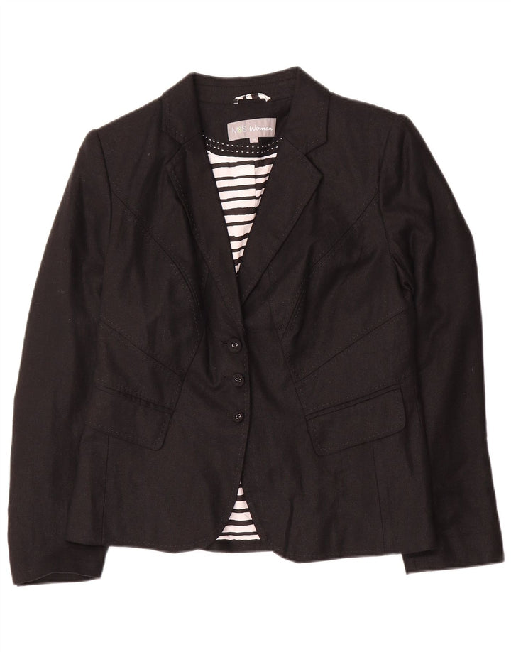 Marks & Spencer Chaqueta Blazer de 3 Botones para Mujer UK 44 Mediana Lino Negro
