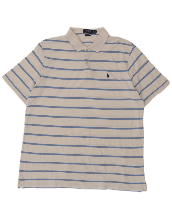 Polo Ralph Lauren Camisa de corte clásico para hombre XL Algodón a rayas blancas
