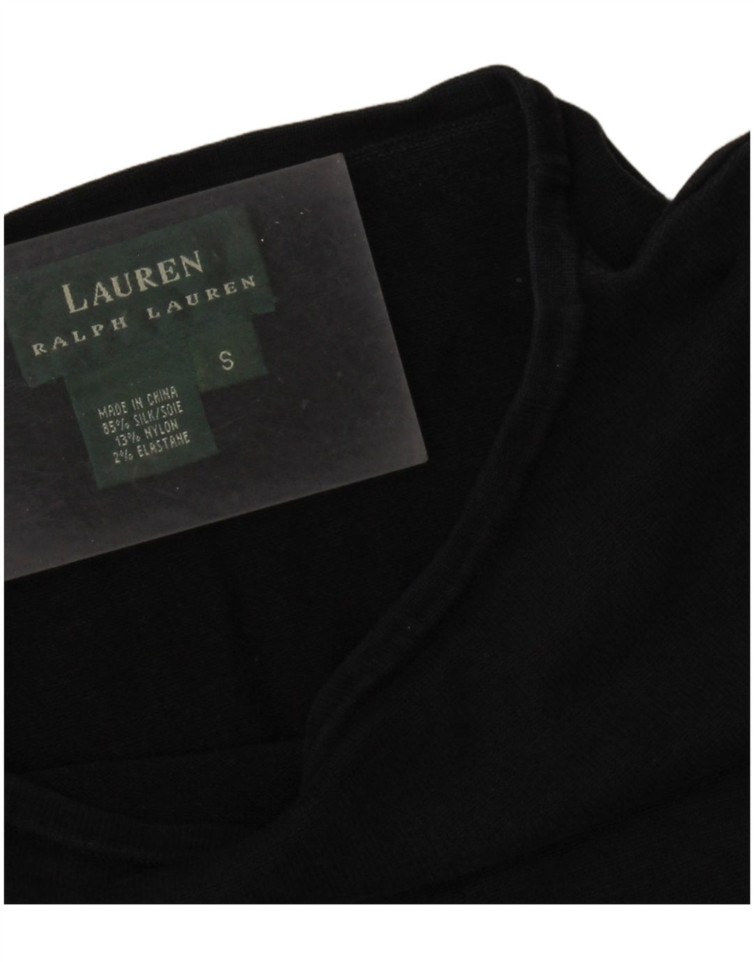RALPH LAUREN Blusa de manga 3/4 para mujer Top UK 10 Small Black Silk