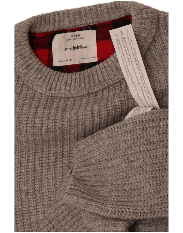 Zara Jersey Niño Cuello Barco 9-10 Años Gris Poliéster
