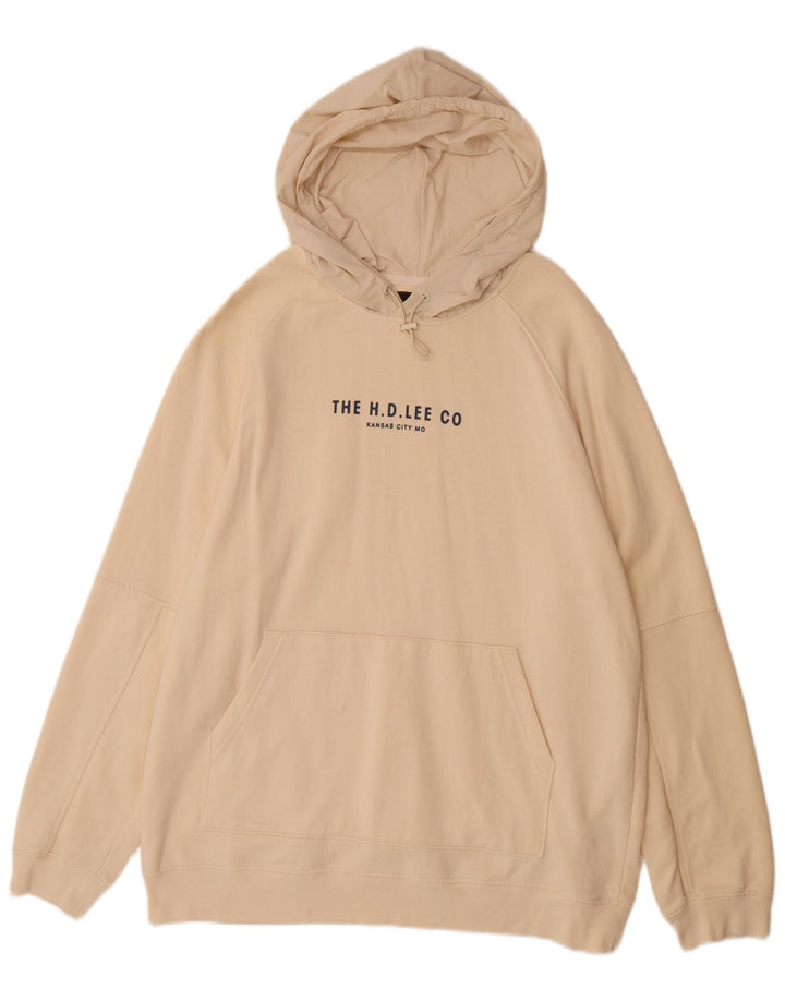 LEE Hombre Sudadera con Capucha Gráfica Jersey Grande Algodón Beige