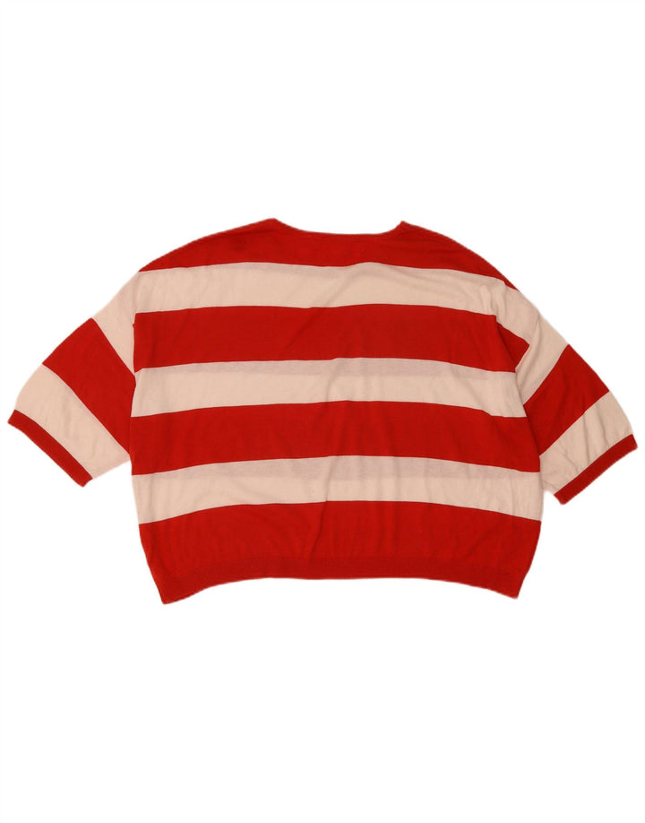 Zara Suéter tipo jersey con cuello redondo y corte extragrande para mujer, talla 44, color rojo mediano