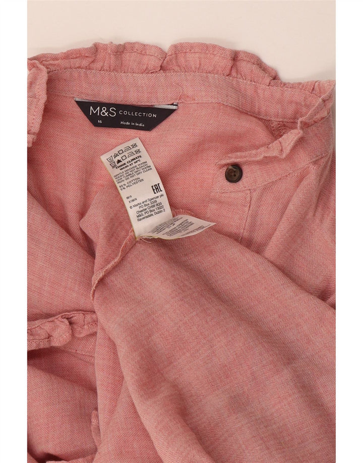 Marks & Spencer Camisa tipo jersey con volantes en la parte delantera para mujer UK 46 Large Pink