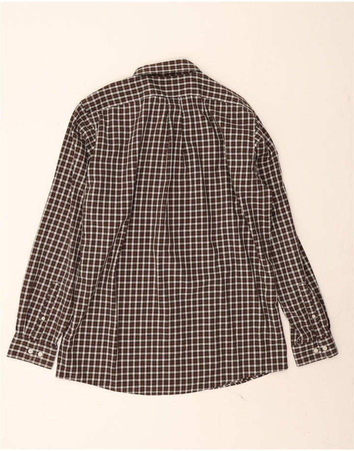 Eddie Bauer Camisa alta de corte clásico para hombre Algodón a cuadros marrón grande
