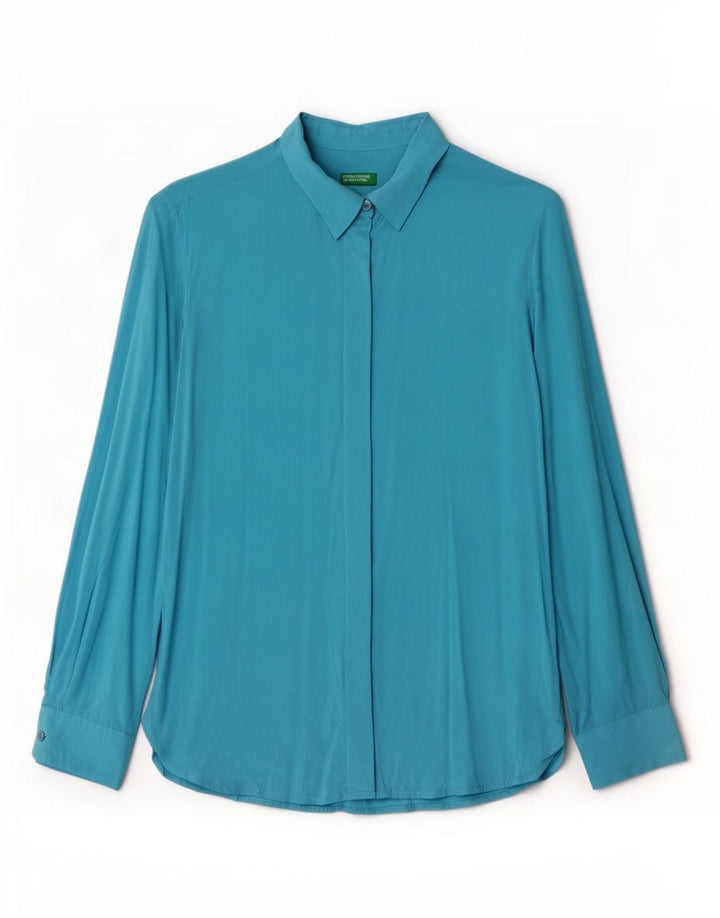 Camisa Benetton Mujer ES 40 Small Viscosa Azul
