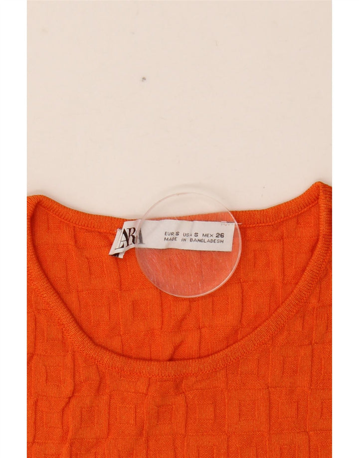 Zara Mujer Crop Vest Top UK 8 Small Naranja Viscosa