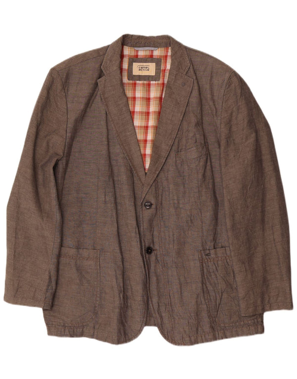 Camel Active Chaqueta tipo blazer de 2 botones para hombre UK 44 2XL Marrón Lino