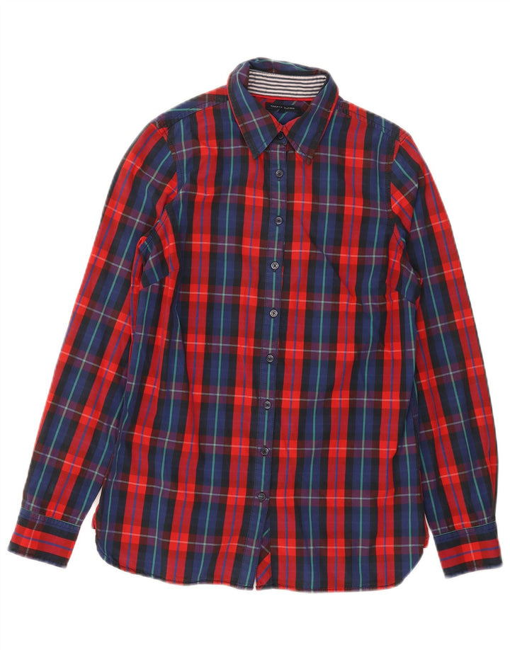 TOMMY HILFIGER Womens Shirt US 4 Small Red Check Cotton