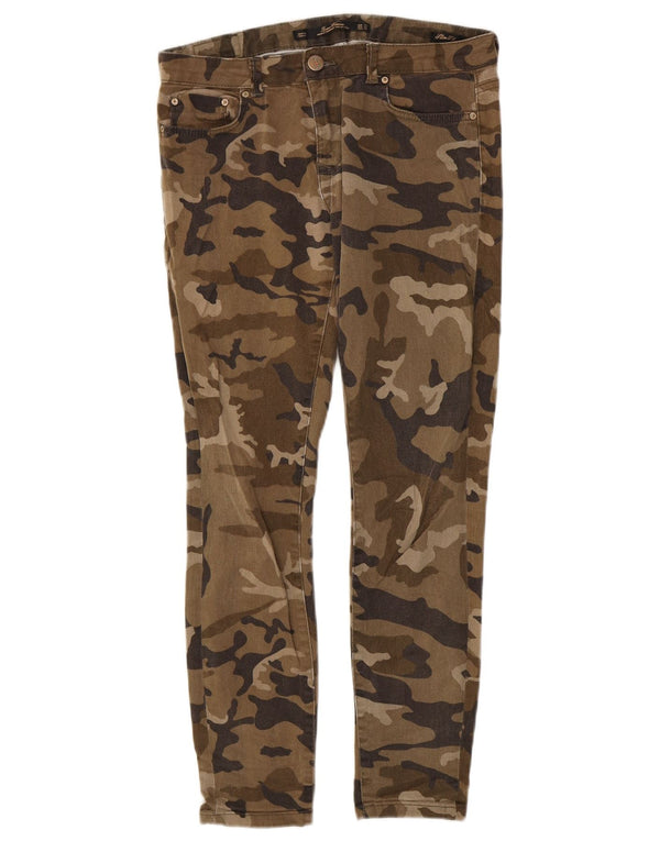 Zara Jeans Slim para Mujer EU 38 Small W28 L27 Caqui Camuflaje Algodón