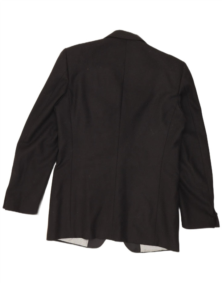Vintage Hombre 1 Botón Blazer Chaqueta IT 48 Mediana Lana Virgen Negra