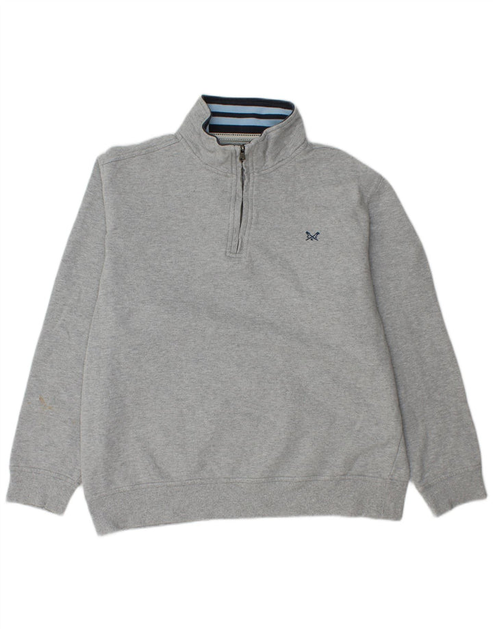 CREW CLOTHING Sudadera con cuello y cremallera para mujer UK 20 2XL Algodón gris