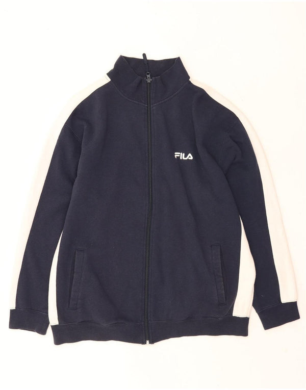 Fila Mens Chándal Top Chaqueta Grande Azul Marino Colorblock Algodón