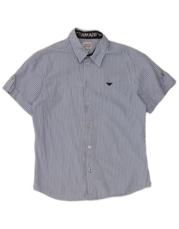 Armani Camisa Manga Corta Niño 11-12 Años Algodón Rayas Azul