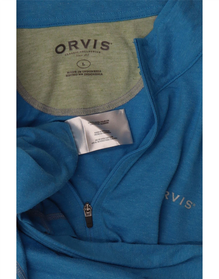 ORVIS Mens Zip Neck Pullover Tracksuit Top Large Blue Polyester Vintage Orvis and Second-Hand Orvis from Messina Hembry 