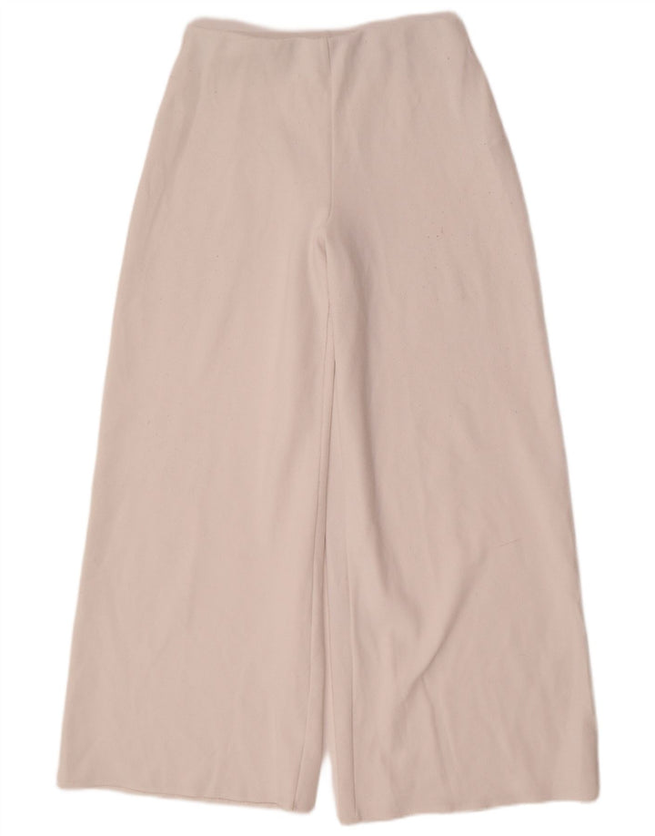 Zara Mujer Pantalones Casuales De Pierna Ancha Medianos W30 L31 Poliéster Blanco