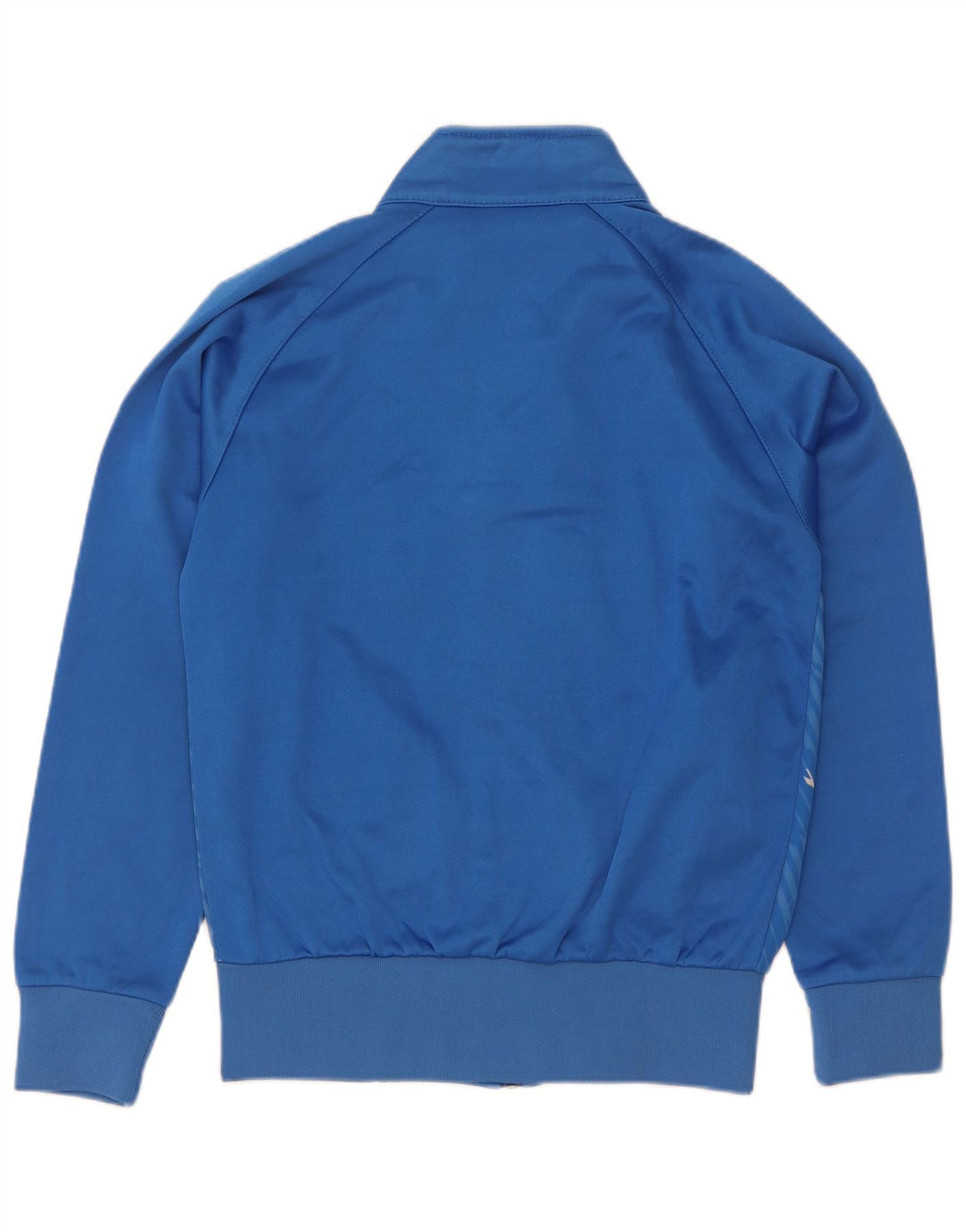 Vintage hombres chándal top chaqueta pequeña azul rayas poliéster