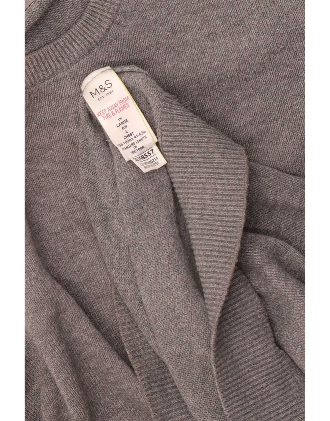 Marks & Spencer Jersey con cuello barco para hombre, talla grande, algodón gris