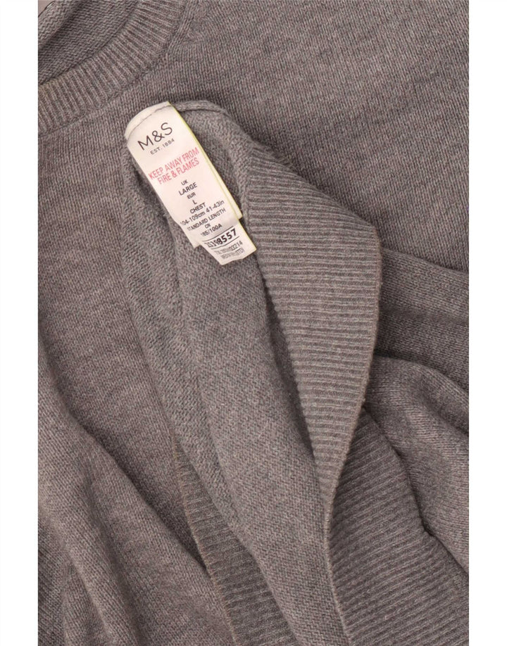 Marks & Spencer Jersey con cuello barco para hombre, talla grande, algodón gris