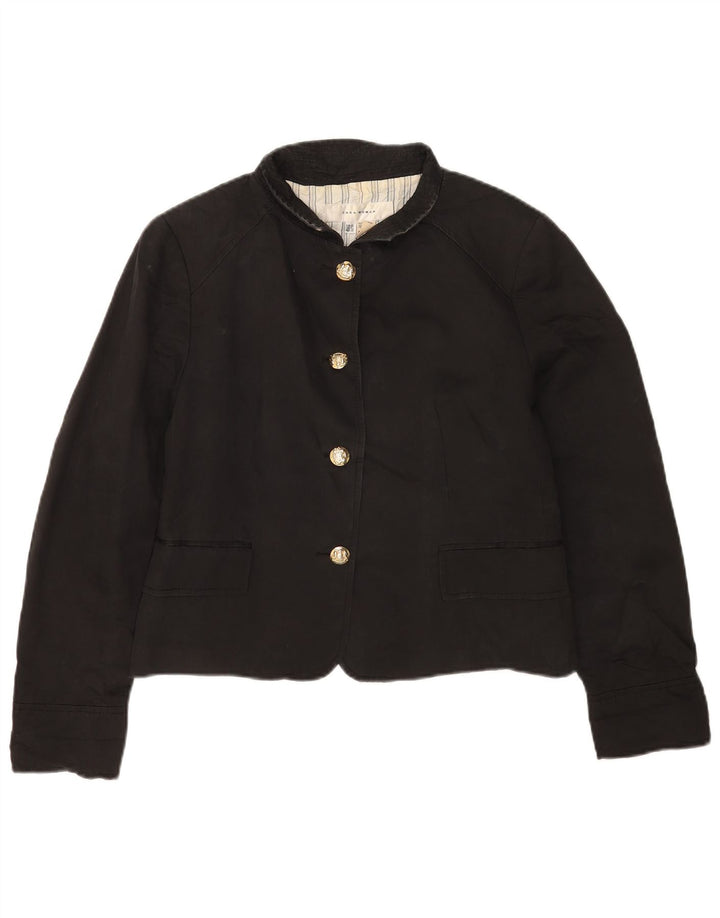 Zara Mujer Crop Bomber Chaqueta UK 40 XL Algodón Negro
