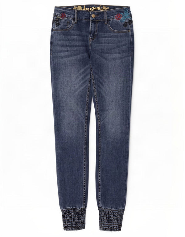 Vaqueros pitillo de cintura baja para mujer Desigual EU 38 Medium W28 L32 Blue Floral