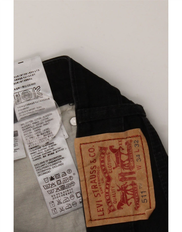 LEVI'S Vaqueros ajustados 511 para hombre W34 L32 Algodón negro