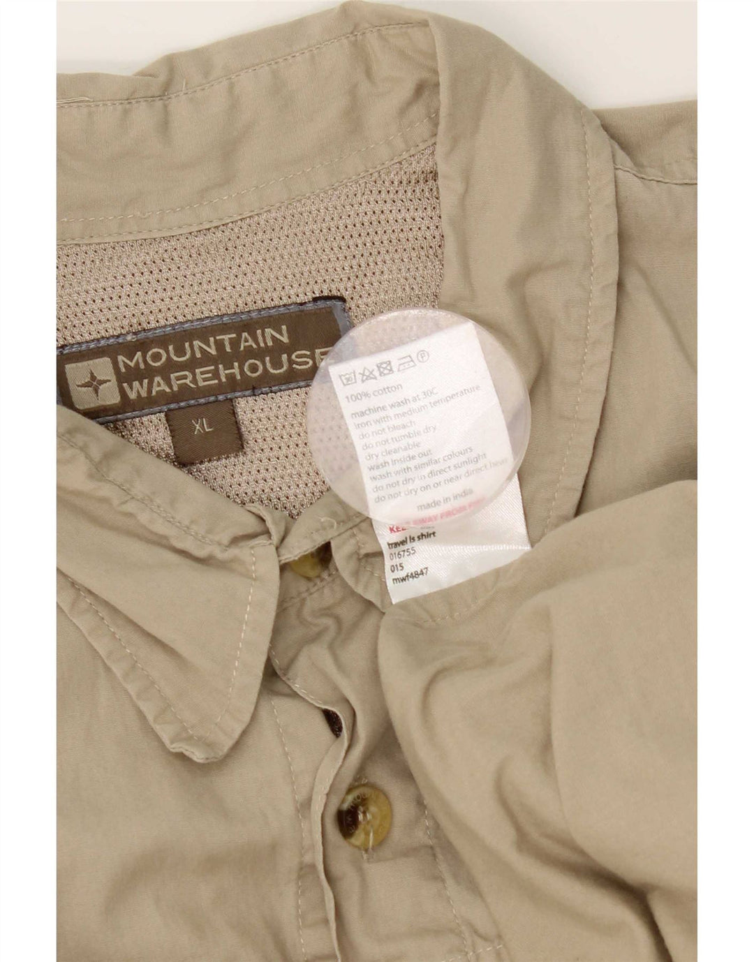 Camisa Hombre Mountain Warehouse XL Algodón Beige
