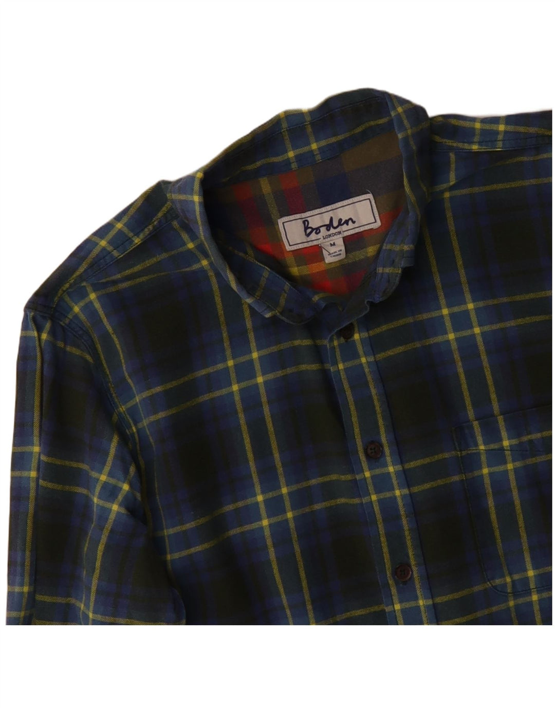 BODEN Hombre Camisa De Franela Algodón A Cuadros Verde Medio