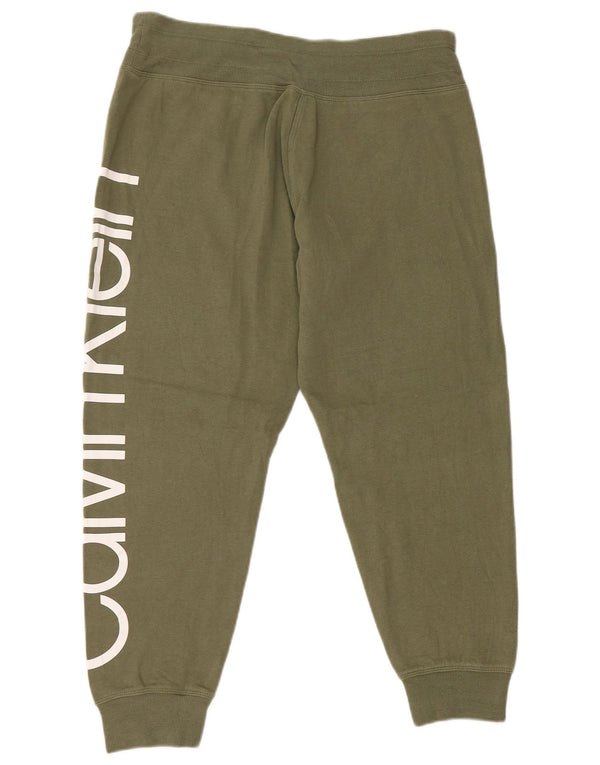 CALVIN KLEIN Pantalones de chándal con estampado gráfico para mujer Joggers UK 40 Medium Khaki