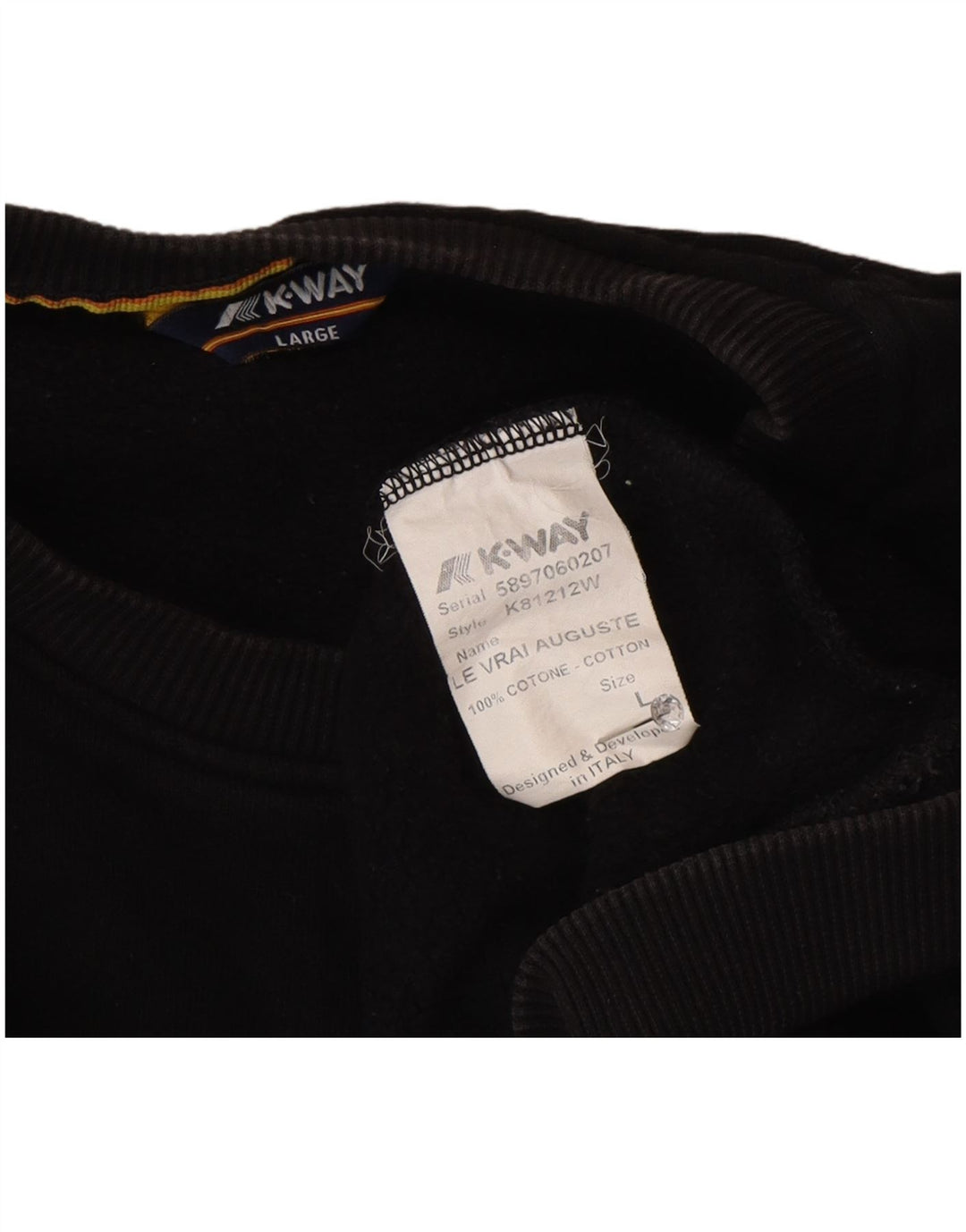 K-Way Hombre Sudadera Jumper Grande Algodón Negro
