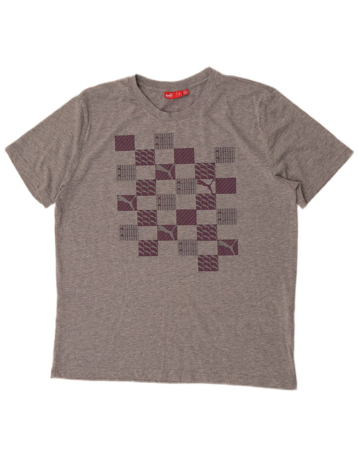 Puma Camiseta gráfica para hombre Top grande de algodón moteado gris