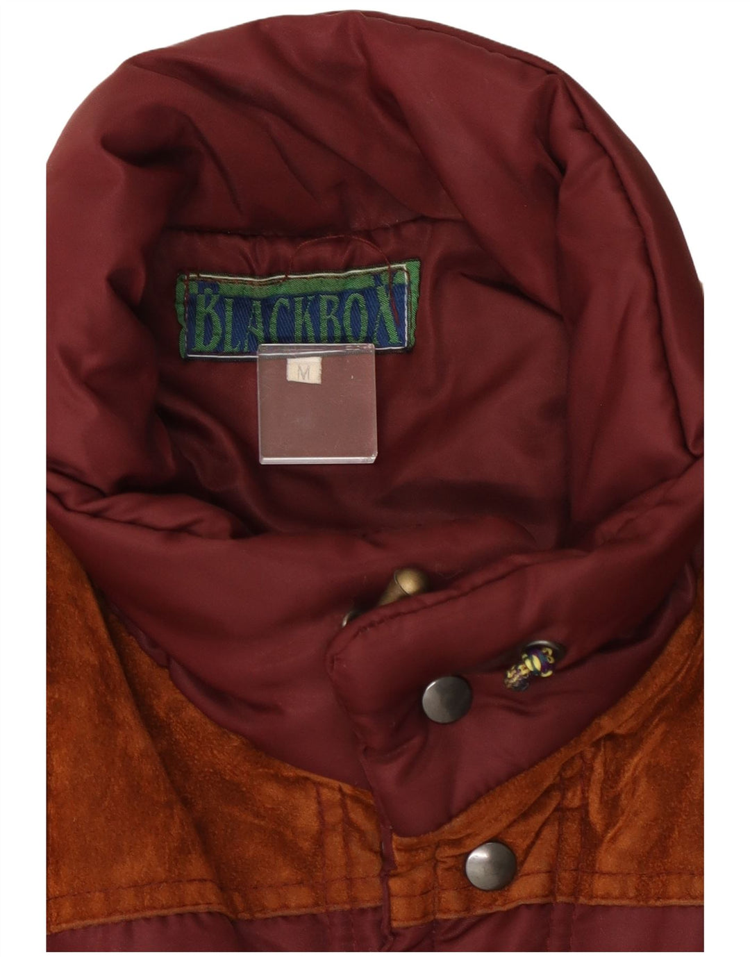 Vintage hombres acolchado chaleco Reino Unido 38 medio granate colorblock