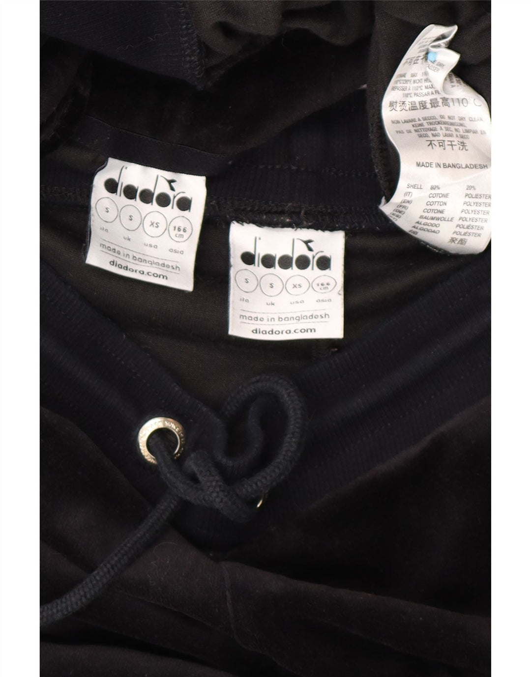 DIADORA Chándal completo de terciopelo extragrande para mujer, talla 40, talla S, color negro